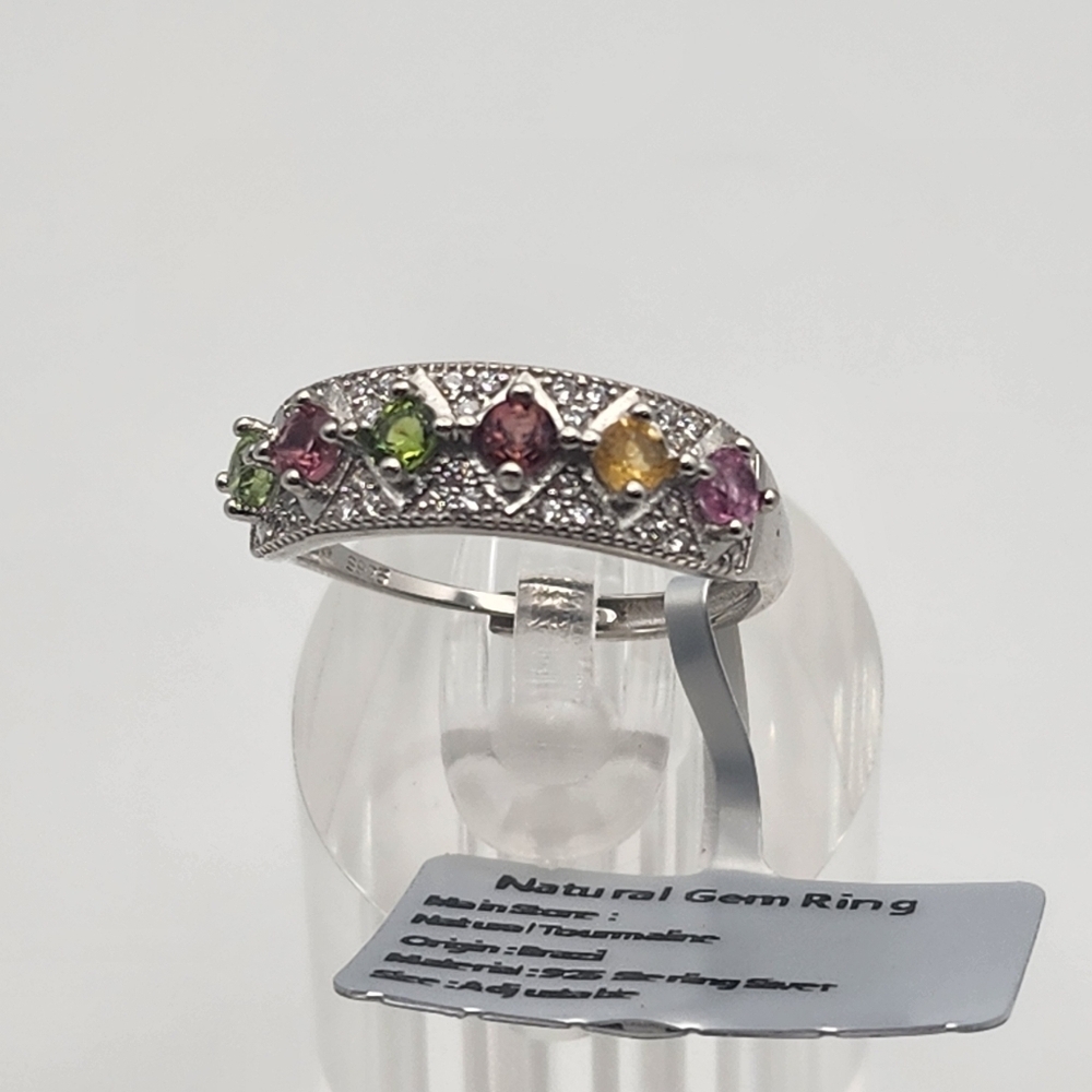 NWT Sterling Silver & Natural Tourmaline Adjustable Ring